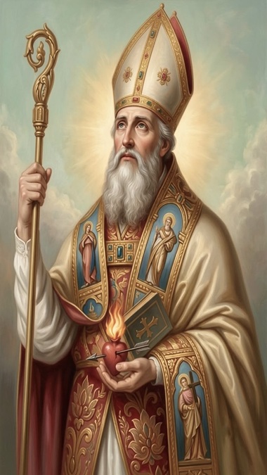 imagem de um santo com vestes de um papa.