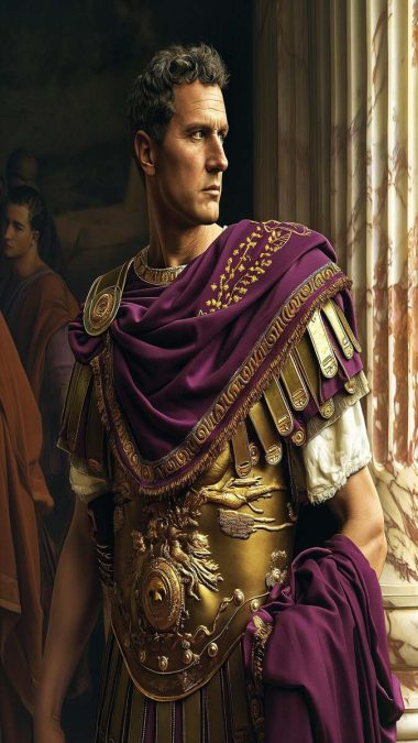 Imagem do imperador Romano Marco Aurélio vestido de soldado romano.