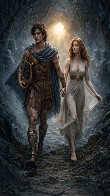 Um casal caminhando a noite na idade medieval
